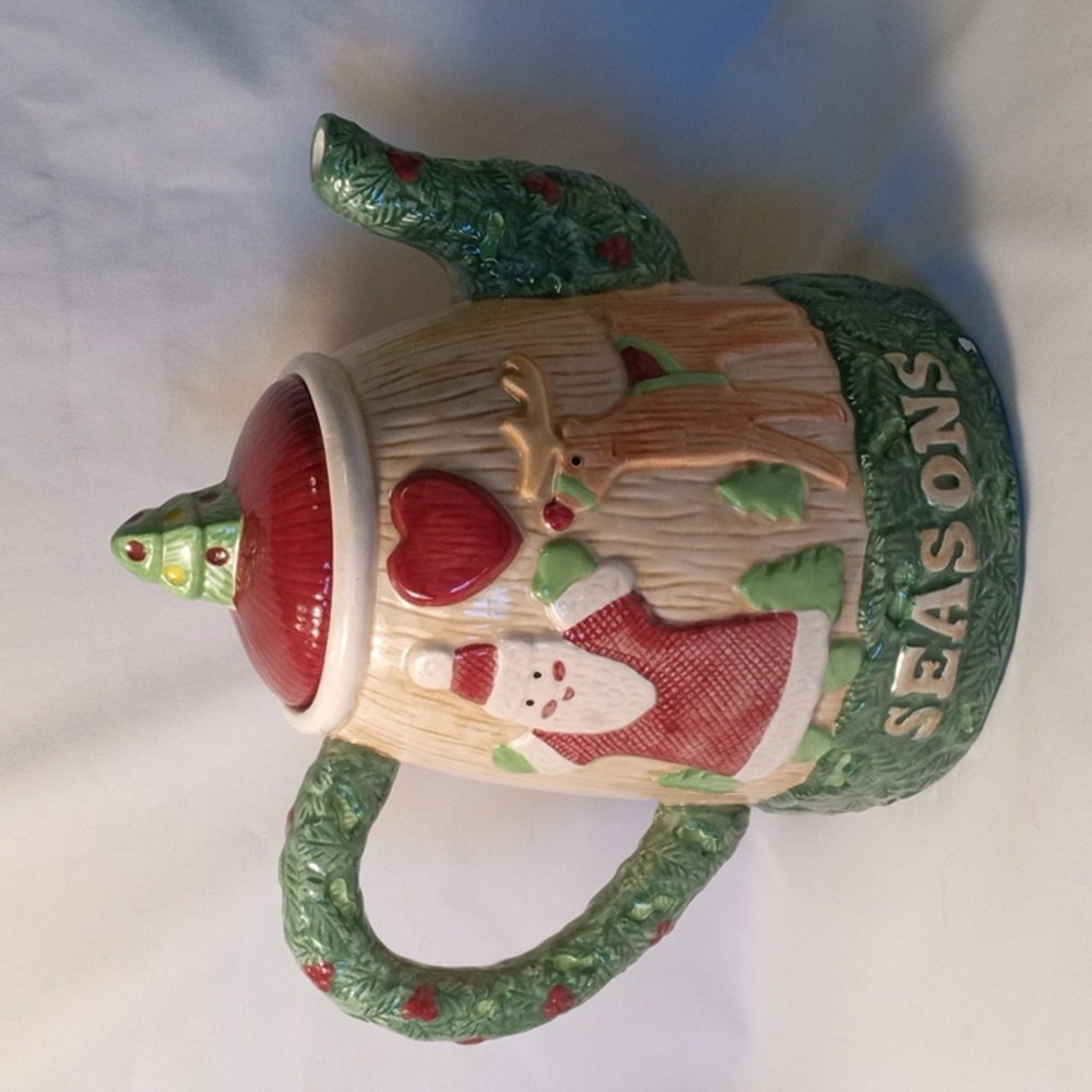 Fitz & Floyd Christmas seasons greetings omnibus teapot